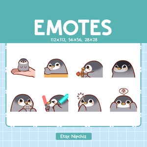 Penguin Emotes for Streamer (8) - Kawaii Cute Penguin - Emoji Pack for Streaming