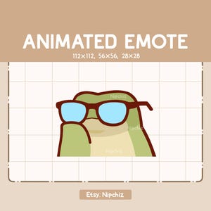 Animated Emote Frog with Glasses is Getting Serious - Cartoon Emote - Funny Emote for Streaming - Ready to Use