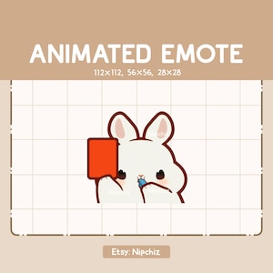 Animiertes Emote Chibi Kaninchen pfeift und zeigt eine rote Karte / Emote für Tracking / Lustiges Tier Emote