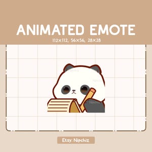 Animierte Emote Chibi Panda nimmt eine Notiz - Chibi Cartoon Emote - Gebrauchsfertig - Lustiges Emote