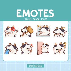 Cute Cow Emotes | 8 Emotes for Streamer | Cute Cow Emote Pack | Funny Emotes