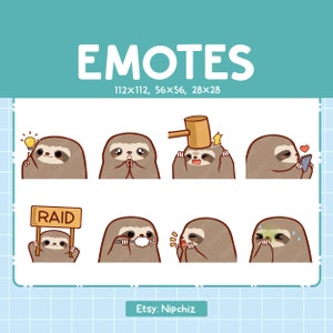 Cute Sloth Emotes | 8 Emotes for Streamer | Cute Sloth Emote Pack | Funny Emotes