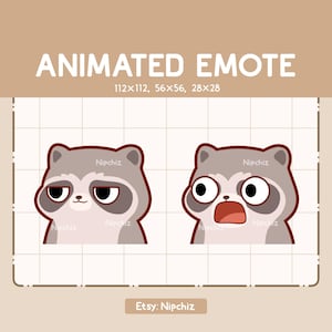 Animated Emote Chibi Raccoon is Suddenly Shocked / Adorable Cartoon Emote / Ready to Use / Cute Emote