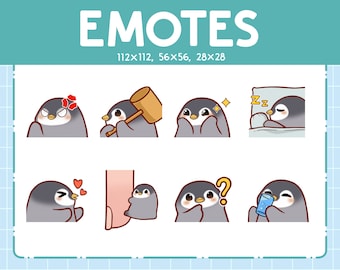 Penguin Emotes 8 Pack / Chibi Penguin Emotes for Streamer / Kawaii Emoji Set