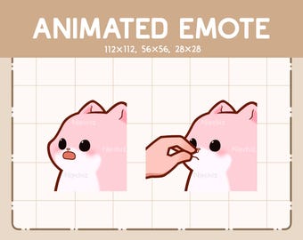 Gesto animado de lindo gato rosa parlanchín y una mano / Gesto lindo kawaii / Listo para usar / Gesto para transmisión