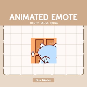 Emote animée Blue Dragon marche et entre dans la maison / Emote dessin animé Kawaii / Emote Chibi pour streamer / Prêt à l'emploi