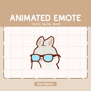 Animated Emote Rabbit with Glasses is Getting Serious - Chibi Cartoon Emote - Ready to Use - Funny Emote