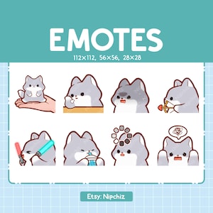 Emotes Wolf | 8 Cute Emotes for Streaming | Digital | Chibi Wolf Emote Bundle