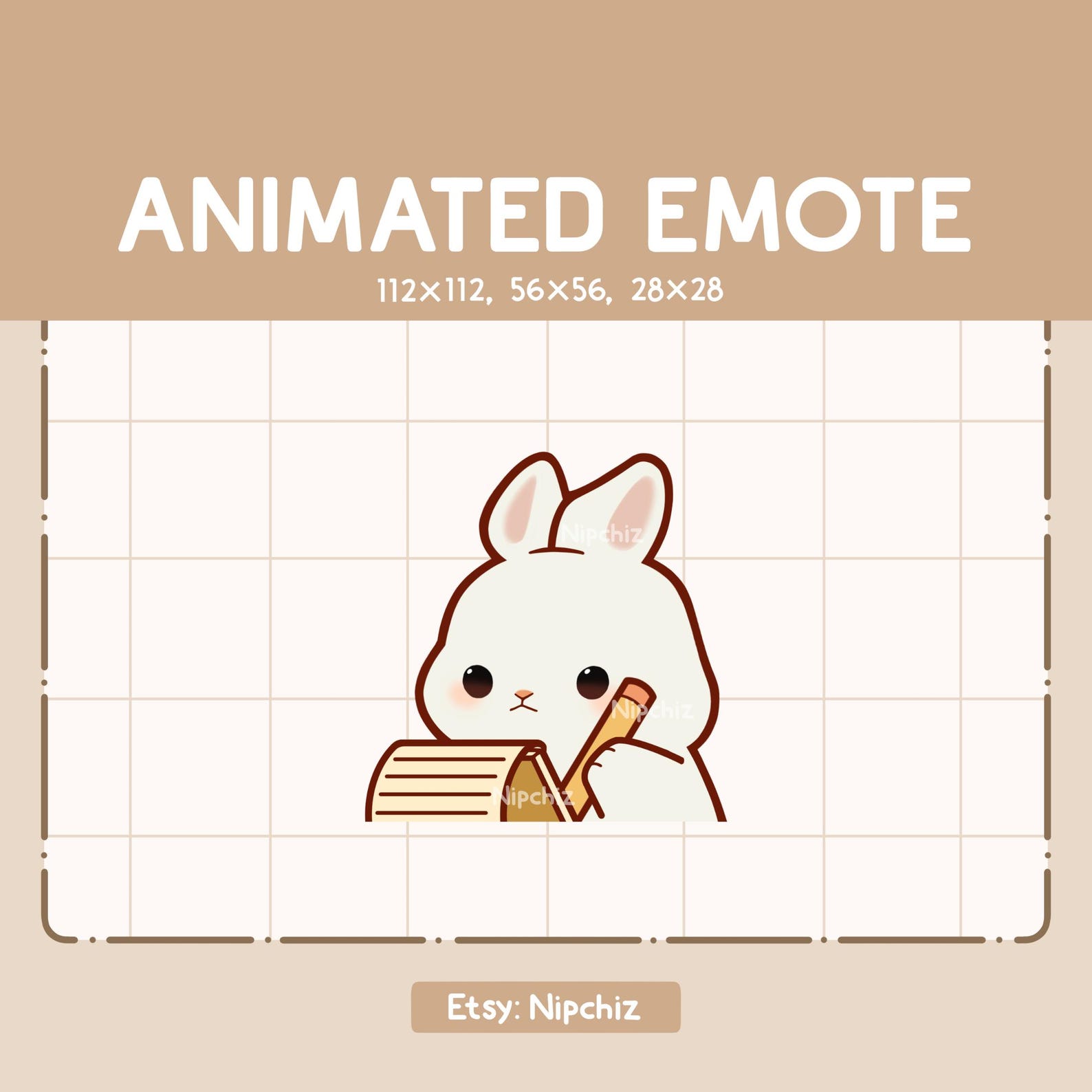 Animated Emote Chibi Rabbit is Taking a Note / Cartoon Emote / Ready to ...