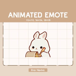 Animated Emote Chibi Rabbit is Taking a Note / Cartoon Emote / Ready to Use