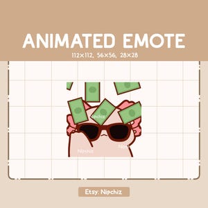 Animated Emote Cute Fancy Axolotl With The Cool Glasses - Adorable Chibi Emote - Kawaii Cartoon Emote