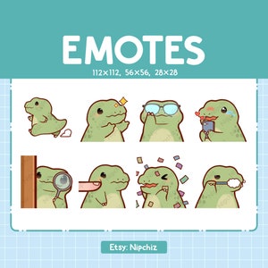 Emotki Dinozaurów Trex / 8 Uroczych Tyrannosaurus Rex Bundle / Emotki dla Streamera Kawaii Emoji Pack