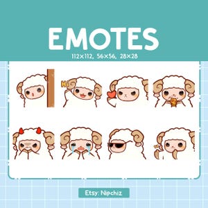 Sheep Emotes for Streamer (8) - Kawaii Cute Baby Sheep - Emoji Pack for Streaming