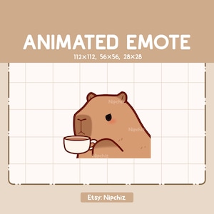 Animated Emote Capybara is Sipping a Cup of Coffee - Adorable Emote - Funny Emote for Streaming - Kawaii Emote