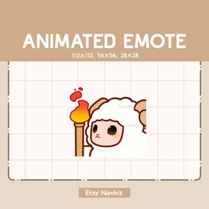 Animated Emote Chibi Sheep Walking and Holding a Torch - Chibi Cartoon Emote - Ready to Use - Funny Emote