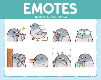 Chibi Pigeon Emotes for Streaming - (8) kawaii Emotes – Cute Pigeon Emote Bundle – Funny Emotes