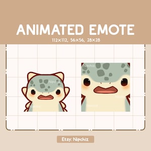 Animowana emotka Uroczy powiększony dinozaur Ankylosaurus jest zdumiony / Kreskówkowa emotka Kawaii / Gotowa do użycia / Zabawna emotka