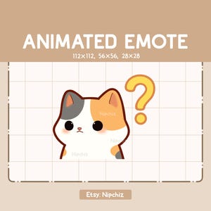 Animierte Emote Verwirrte Glückskatze vermisst etwas - Cartoon Emote - Lustiges Emote zum Streamen - Gebrauchsfertig