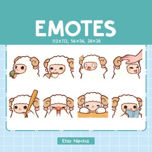 Urocze emotikony owiec | 8 emotikonów dla streamerów | Pakiet uroczych emotikonów małych owiec | Zabawne emotikony