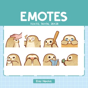 Emotes Schleiereule / 8 süße Emotes für Tracking / Digital / Chibi Schleiereule Emote Bundle
