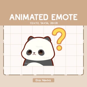 Gesto animado Panda confundido que intenta resolver algo / Adorable emoticono de dibujos animados / Listo para usar / Gesto lindo