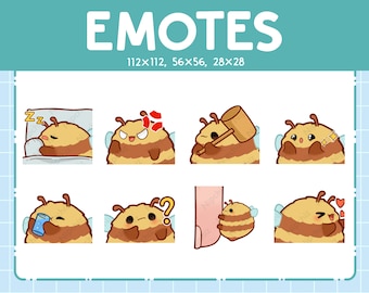 Emotes Bee / 8 Cute Emotes for Streaming / Digital / Chibi Bee Emote Bundle