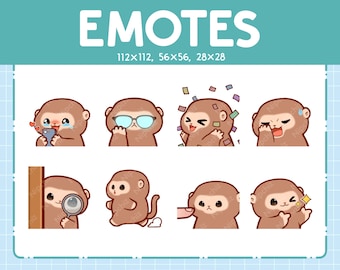 Cute Monkey Emotes | 8 Emotes for Streamer | Cute Baby Monkey Emote Pack | Funny Emotes