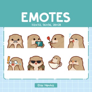 Otter Bundle | Emotes for Streaming | 8 Cute Otter Emotes | Kawaii Emotes | Funny emoji Pack