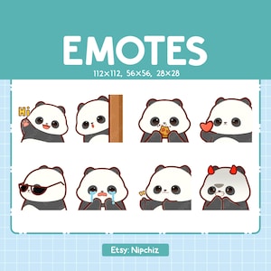 Emotes panda mignon | 8 émoticônes pour streamer | Pack d'émoticônes panda mignon | Émoticônes amusantes