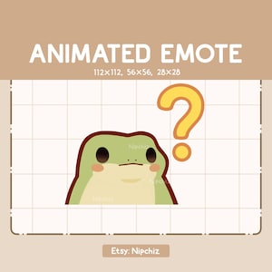 Animated Emote Confused Frog is Trying to Figure Something Out - Cute Funny Emote - Ready to Use - Kawaii Emote