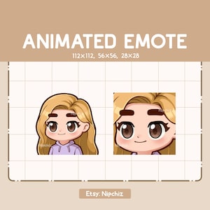Animated Emote Chibi Girl Long Straight Blonde Hair Lifting Her Thick Fabulous Eyebrows / Cartoon Cute Emote / Ready to Use