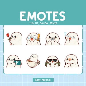 Chibi Harp Seals Emotes for Streamer (8) - Kawaii Cute Harp Seals - Emoji Pack for Streaming