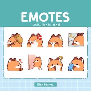 Kawaii Fox Emotes (8) – Cute Emotes for Streamer – Chibi Fox Emoji Bundle