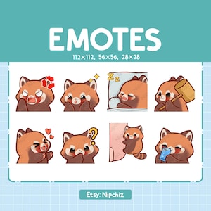 Cute Red Panda Emotes | 8 Emotes for Streamer | Cute Red Panda Emote Pack | Funny Emotes
