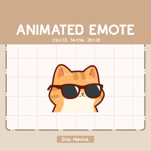 Animated Emote Chibi Orange Tabby Cat With Black Sunglasses Is Vibing By Waving His Head Back And Forth - Cartoon Emote