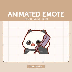 Animierter Emote Panda spricht durch ein Telefon - Cartoon Emote - Lustiges Emote für Streamer - Gebrauchsfertig