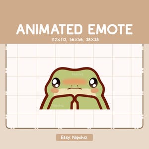 Animated Emote Cute Frog Shy and Begging - Funny Cartoon Emote - Ready to Use - Chibi Emote for Streamer