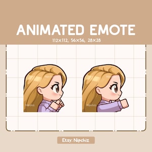 Animated Emote Girl Long Straight Blonde Hair Punching Fast / Emote for Streamer / Ready to Use