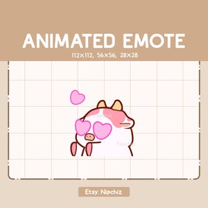Animated Emote Adorable Pink Cow in Love is Chasing / Adorable Cartoon Emote / Ready to Use / Cute Emote