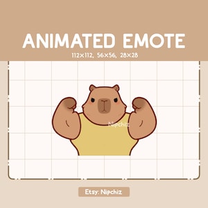 Animated Emote Chibi Capybara is Flexing his Muscle - Ready to Use - Cartoon Emote