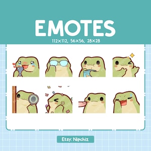 Frog Emotes for Streaming | Kawaii Animal Emoji | (8) Cute Frog Emote Pack