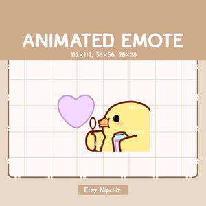 Geanimeerde emote schattig kuiken blaast een liefdesvormige zeepbel - cartoon-emote - grappige emote voor streaming - klaar voor gebruik