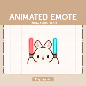 Animated Emote Kawaii Rabbit and Lightstick / Cute Funny Emote / Adorable Kawaii Emote / Ready to Use