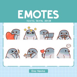 Emotes Taube / 8 süße Emotes für Tracking / Digital / Chibi Taube Emote Bundle