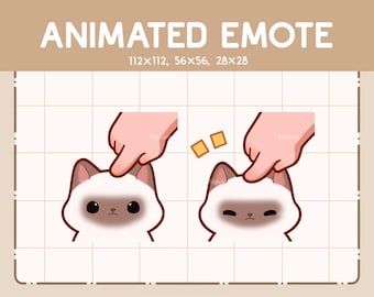 Animated Emote Siamese Cat Getting Pressed on The Head / Cartoon Chibi Emote / Ready to Use / Adorable Emote for Streaming