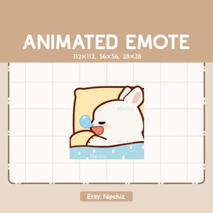 Animated Emote Chibi Rabbit is Sleeping While Snoring - Adorable Chibi Emote - Kawaii Cartoon Emote