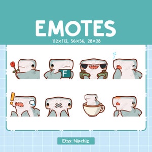 Hammerhead Shark Emotes / Cute Emoji Pack / 8 Hammerhead Shark Emotes for Streaming / Bundle Emotes
