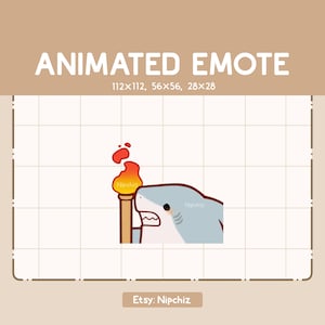 Emote animé requin marchant et tenant une torche / Prêt à l'emploi / Emote pour streamer