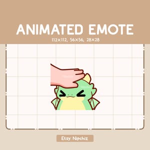 Animated Emote Adorable Hand and Happy Green Dragon - Cute Cartoon Emote - Ready to Use – Chibi Emote for Streaming