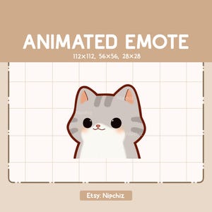 Animated Emote Cute Gray Tabby Cat Walking Forward / Adorable Cartoon Emote / Ready to Use / Cute Emote